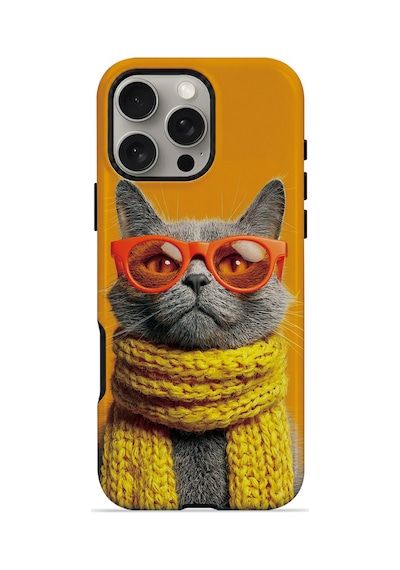 Velvoria Valestra Sari Atkılı Kedi Apple Apple iPhone Uyumlu 16 Pro Max Darbe Korumalı Kılıf Valestra Select - Sari Atkılı Kedi