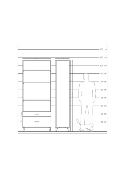 Arges Dolap 4 Raflı 2 Çekmeceli 88x30x221 Antrasit-çam Antrasit