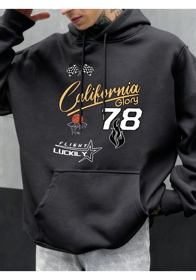 Startmore Startmorecalifornia Glory Basketbol Numarası 78 Baskılı Erkekler Kapüşonlular Polar Kazak Cep Hoody Mo Antrasit