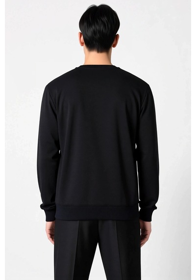 Benerly Erkek Bisiklet Yaka Standart Kol Regular Kalıp Sweatshirt Fonksiy siyah