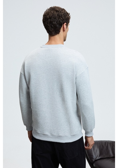 Grimelange BRYAN Erkek Yumuşacık Kumaşlı 3 İplik Oversize Bol Kesim Yuvarlak Yakalı Baskılı Grimelanj Sweatshir