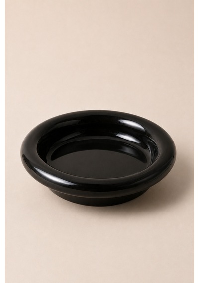 Siyah Donut Seramik Yemek Tabağı 21,5 Cm Siyah - 915184046 Siyah