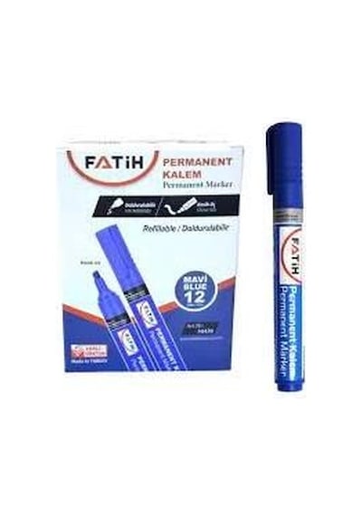 Fatih Doldurulabilir Mavi Renk Marker Koli Kalemi Kesik Uç 4.5mm 12'li Paket Çok Renkli