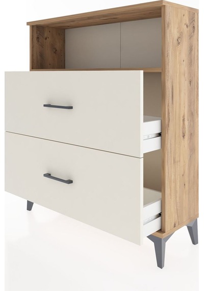 Arges Şifonyer Tek Raflı 2 Çekmeceli 88x30x106 Çam-aytaşı Çam