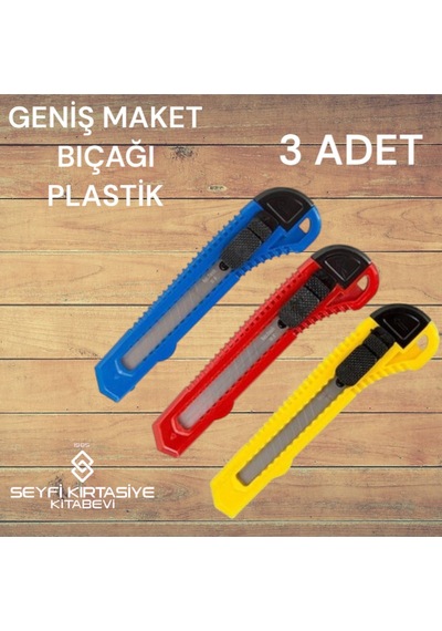 Maket Bıçağı Geniş Plastik 3 Adet Karma Renk Yollanmaktadır