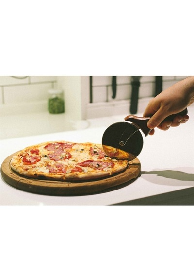 Reyo Home Paslanmaz Çelik Profesyonel Pizza/börek Bıçağı - Ahşap Saplı Gri
