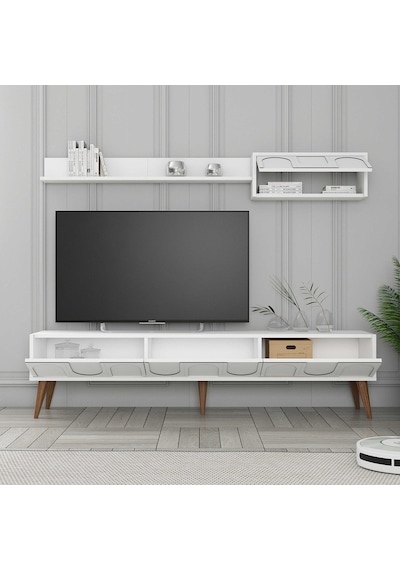 Variant Lyon Duvar Raflı Tv Ünitesi - Beyaz / Ceviz