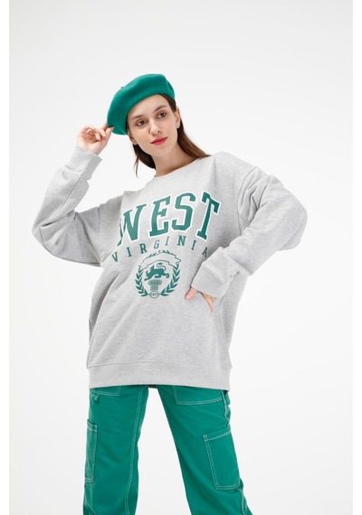 Brz Collection Unisex Oversize West Virginia Sweatshirt Gri