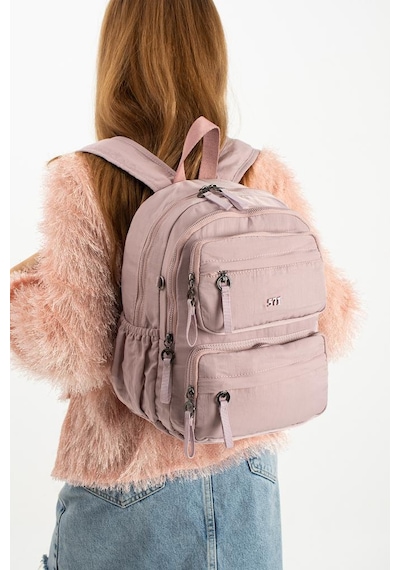 Baginn Kadın Sırt Çantası Ultra Hafif Poliamid Kumaş Su Geçirmez Çok Cepli Günlük Sırt Çantası 35 25 Cm Pembe