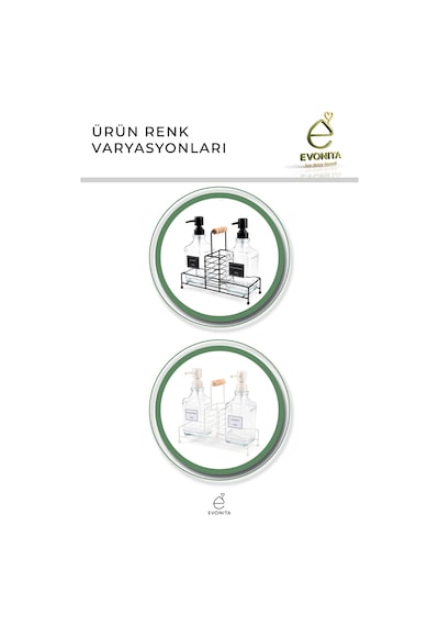 Bambu Standlı Cam Sıvı Sabunluk Seti İkili Deterjanlık Mutfak Banyo Organizer 500 Ml Şeffaf