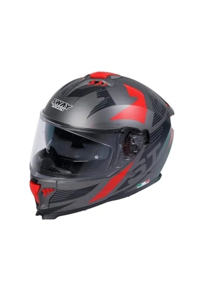 Sway Sw 865 St Kapalı Kask Gri - Kırmızı