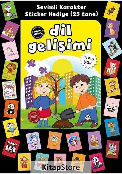 Dil Gelişimi-Stickerlı 3+4+5 Yaş - Afife Çoruk - Panda