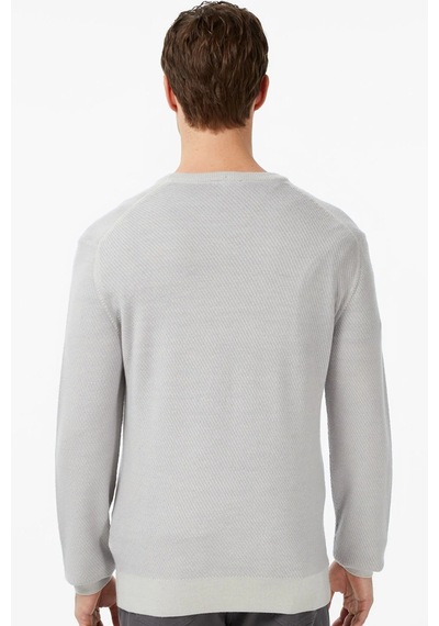 Lacoste Erkek Classic Fit Piramit Örgü %100 Yün Kazak Gri Gri