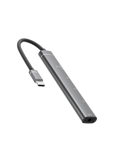 Type-c Hub, 5in1, 2 Adet Type-c, 2 Adet Usb-a Çoklayıcı, 3,5 Mm Kulaklık Çıkışlı Usb C Hub Adaptörü Macbook İle Uyumlu H03