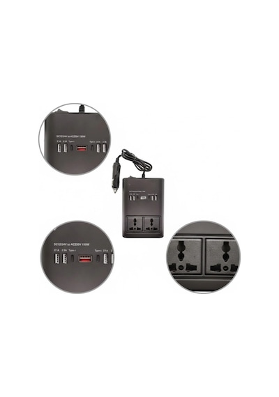 Mey İthalat Araç İçin 12v 24v Güç Dönüştürücü 220v Priz Ve Usb Portlu