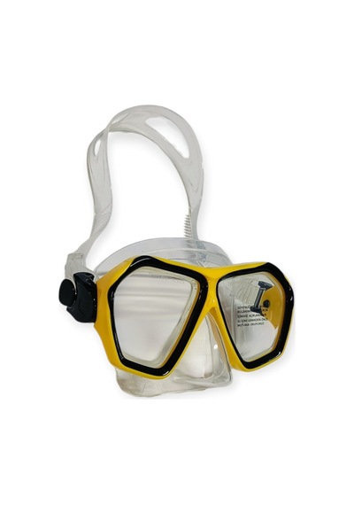 Tempered Camlı Premium Silikon Dalış Maskesi Ve Snorkel Yetişkin - Sarı Çok Renkli