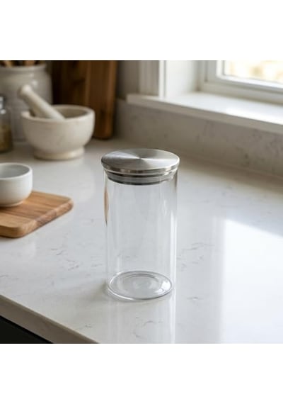 Metal Kapaklı Cam Kavanoz 300 Ml - Sızdırmaz Vakumlu Baharatlık Kahve Ve Kuruyemiş Saklama Kabı Premium Mutfak D Diğer