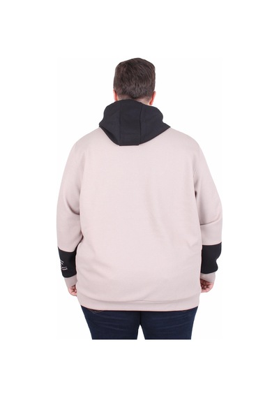 Moc Grande Mocgrande Büyük Beden Kapüşonlu Sweat Double Face Trust 25701 Bej Bej