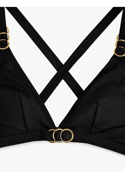 Koton Aksesuarlı Çapraz Askılı Bikini Üstü Siyah 6sak10033mm