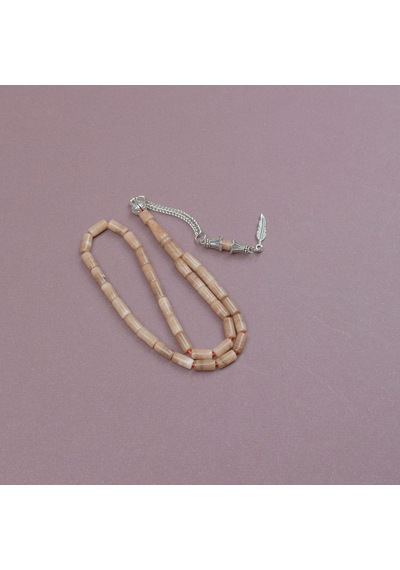 Uçak Camı Kesme Kesim Alpaka Püsküllü 4x8mm Tesbih - Sütlü Kahve
