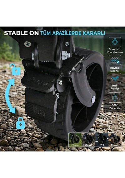 Fundango Deluxe M Premium 220l Frenli Katlanır Vagon Araba