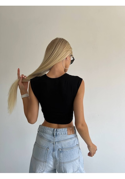 Midi Crop Top T-shirt 373 Siyah
