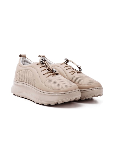 Gönderi(R) Gönderi R Lastik Bağcıklı Comfort Dolgu Taban Hakiki Deri Sneaker Nude