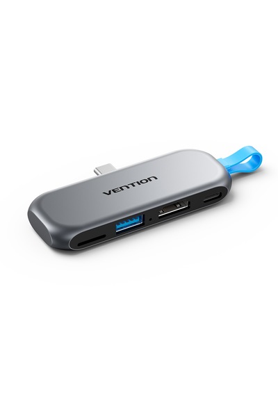Vention 4'ü 1 Arada Alüminyum Alaşımlı Kablosuz Type-c Hub Çoklayıcı - 4k Hdmı Usb 3,2 Tf Gri