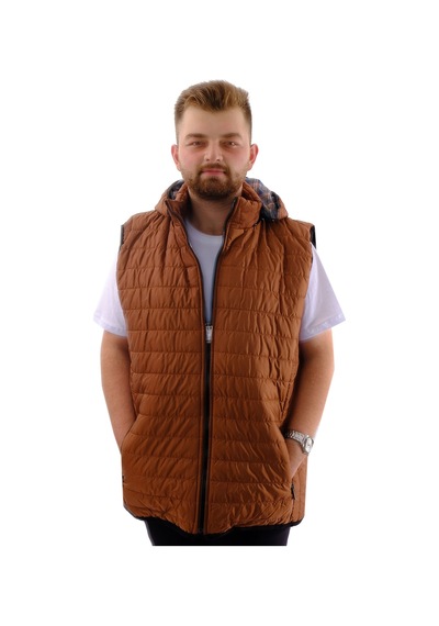 Mode Xl Büyük Beden Erkek Kapitone Yelek U24702 Kahverengi