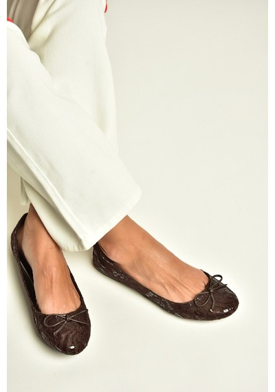 Fox Shoes Z726243404 Kahverengi Kumaş Kadın Babet