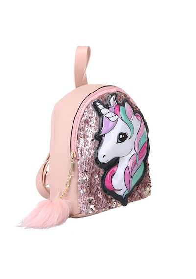 Daj Company Işıklı Pullu Unicorn Figürlü Renkli Kız Çocuk Sırt Çantası Pembe