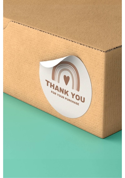 Boho Gökkuşağı Thank You Purchase Sticker 3x3cm St2226 Çok Renkli