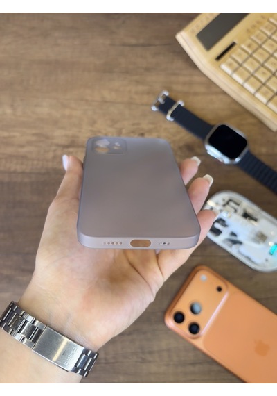 İphone 12 Uyumlu Süper İnce Mat Ultra Thin Silikon Kılıf Gri