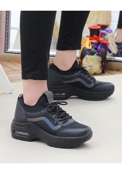 Nesil Shoes Flet 121 Siyah Air Taban Kadın Sneakers-siyah Siyah