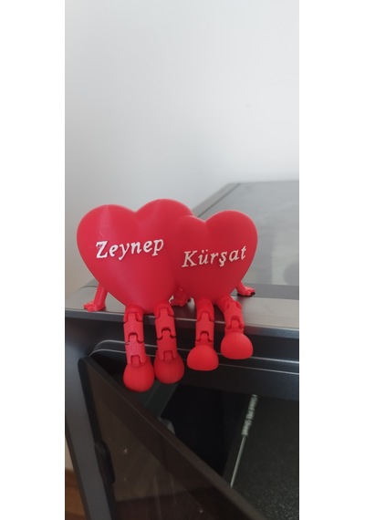 İsim Baskılı Ayaklı Kalp Kişiye Özel İsim Baskılı Dekoratif Hediyelik 3d Baskı Pla Hammadde Adet-Çiftli