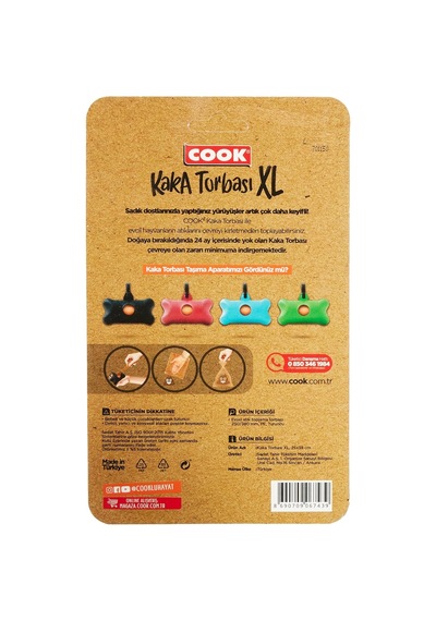 Ayrex Cook Kaka Torbası, Büyük Boy, 4 Rulo X 30 Torba, 120 Adet, Kavun Kokulu, Turuncu