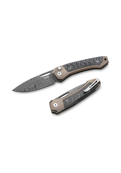 Lionsteel Twain Damascus - Bronze Titanium / Carbon Fiber Kamp Çakı Bronz