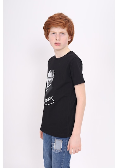 Toontoy Kids Toontoy Unisex Çocuk Atatürk Baskılı Tişört Siyah