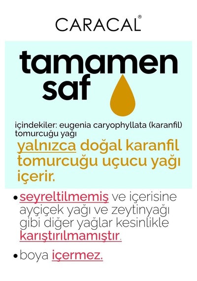 Caracal Doğal Karanfil Yağı 5ml %100 Saf Katkısız Karanfil Uçucu Yağı 5 ML