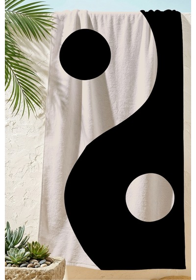 Siyah Beyaz Ying-yang Modern Plaj Havlusu - Soyut Minimalist Tasarım Hızlı Kuruyan Mikrofiber Havlu Donuk Karamel Siyah Beyaz Ying-yang Modern Plaj Havlusu - Soyut Minimalist Tasarım Hızlı Kuruyan Mikrofiber Havlu Donuk Karamel