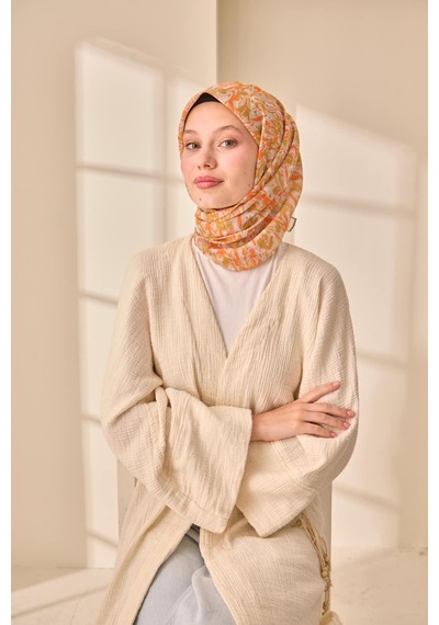 Silk Home Soft Eşarp 73091-34 Gümüş, Yağ Yeşili, Turuncu