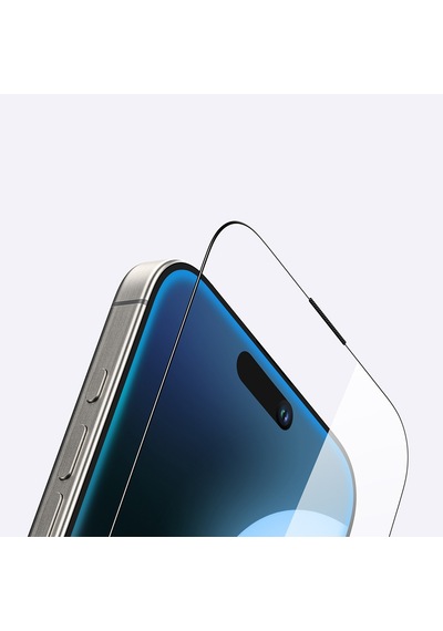 Apple Uyumlu   iPhone 16 Plus Amazingthing Titan Şeffaf Hd Görünümlü Temperli Cam Ekran Koruyucu Siyah