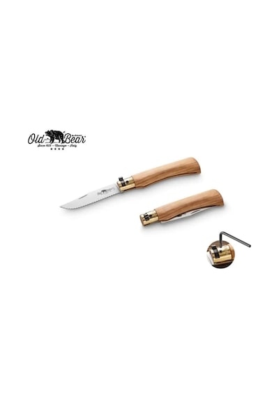 Antonini Old Bear Classical İtalian Olive 19cm M Tırtıklı Kamp Çakı Çok Renkli