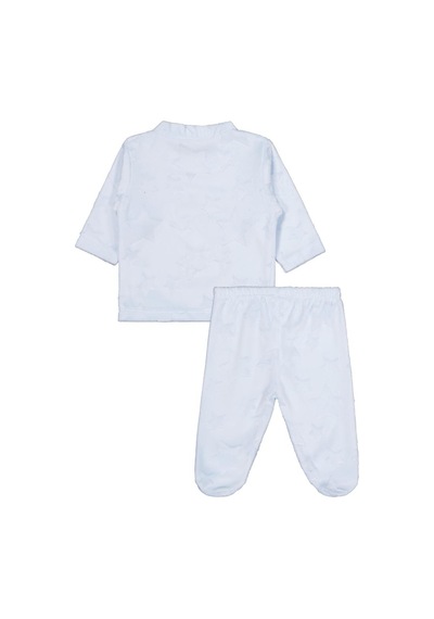Albimini Minidamla Filli Nakış Patikli 2li 1-6 Ay Pijama Takımı - Mavi