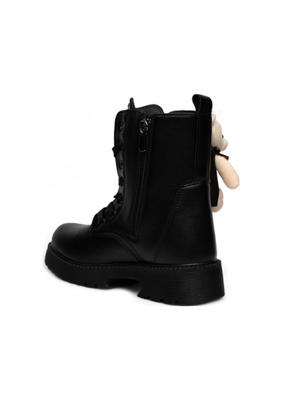 Trendyshose 2150 Kız Çocuk Postal Kaymaz Taban Bot Sıyah Siyah