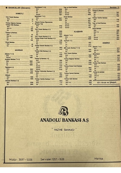 Manisa 1987 Meslek Reklam İlanı Efemera S-15