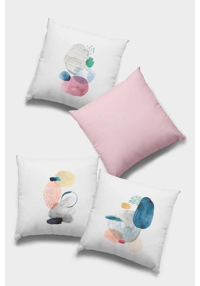 Pudra Modern Çift Taraflı 4'lü Set Kırlent Kılıfı 4kr044n11