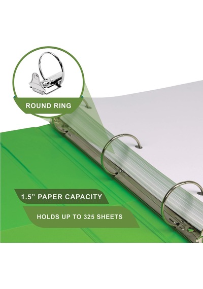 Earth's Choice Biyobazlı Dayanıklı 3 Halkalı Klasör, Moda Şeffaf Görünüm 1,5 İnç Klasör,%25'e Kadar Bitki Bazlı Plastik, Karışık 4'lü Paket