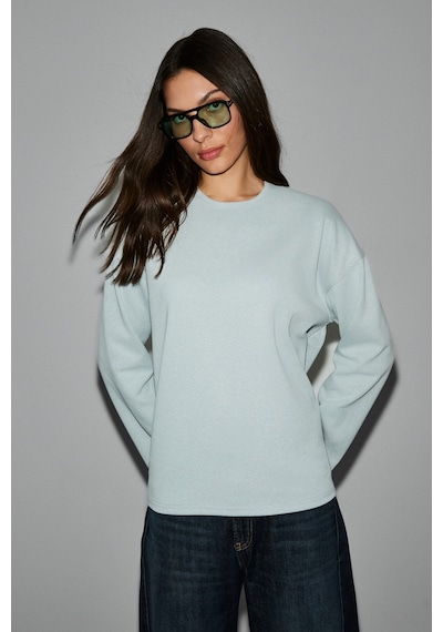 Grımelange Neat Kadın Organik Pamuklu Bisiklet Yaka Oversize Fit Uzun Kollu Gri T-shirt Gri Grımelange Neat Kadın Organik Pamuklu Bisiklet Yaka Oversize Fit Uzun Kollu Gri T-shirt Gri