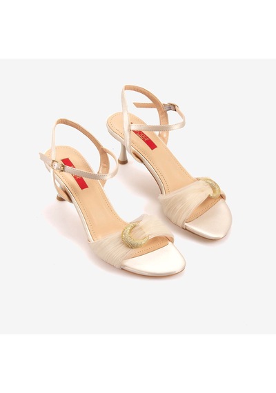Rouge Kadın 7,5cm Topuklu Sandalet 1168 Bej